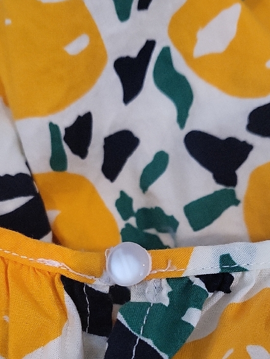 THML Floral Ruffle Sleeve Cotton Blouse Yellow Green Women’s Small - Picture 5 of 8